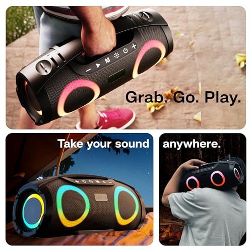 Image of GOBOULT Bassbox Q60 Bluetooth Speaker with 60 Watt BoomX Audio, Up to 14Hrs Playtime, Type-C Charging, AUX /TF Card /USB & BT 5.4 Compatible, Dual Radiator, Portable Speaker (Black)