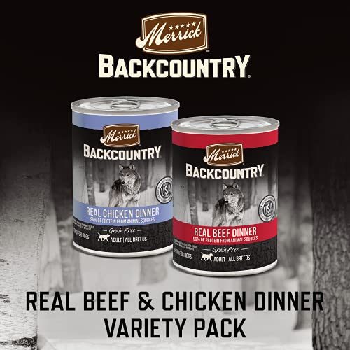 Merrick Backcountry Grain Free Real Beef & Chicken Dinner Wet Dog Food Variety Pack - (12) 12.7 Oz Cans #TOP2