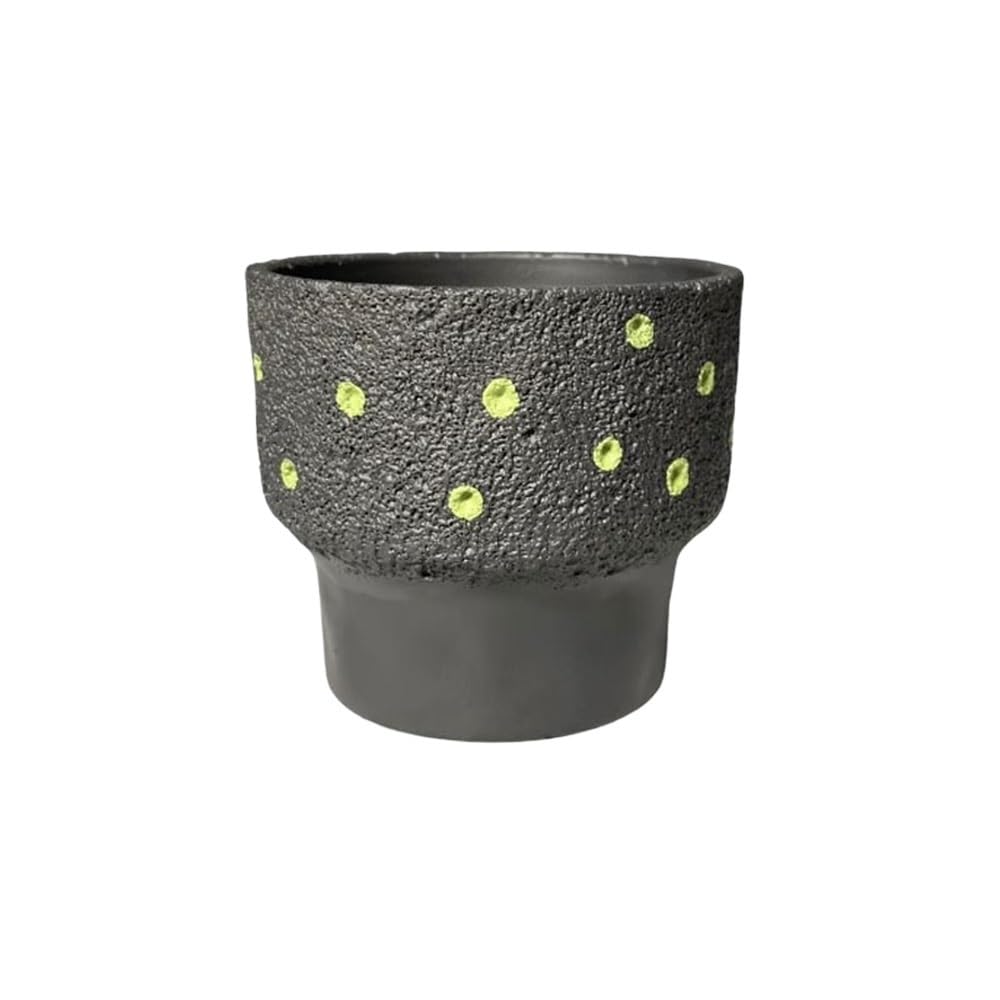 LIBANGRONG-888 Plant Pots Black with Polka Dots Flower Pot, Round Cement Plant with Drainage Hole, for Balcony Living Room Kitchen Garden Plants Container Flower Planter Pot(Large)