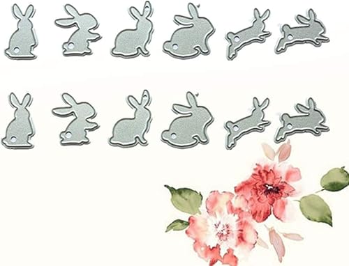 Miniatura 8 de Exceart 12 troqueles de corte con forma de conejo, suministros de álbum de recortes, troqueles de metal para hacer tarjetas, papel de relieve,