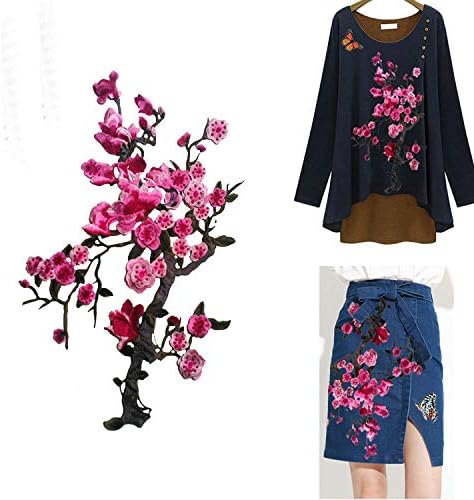 1 Pcs Three-Dimensional Large Long Plum Blossom Floral Lace Fabric Embroidery Trim Applique Lace Motif Venise Embossed Patches for Sewing