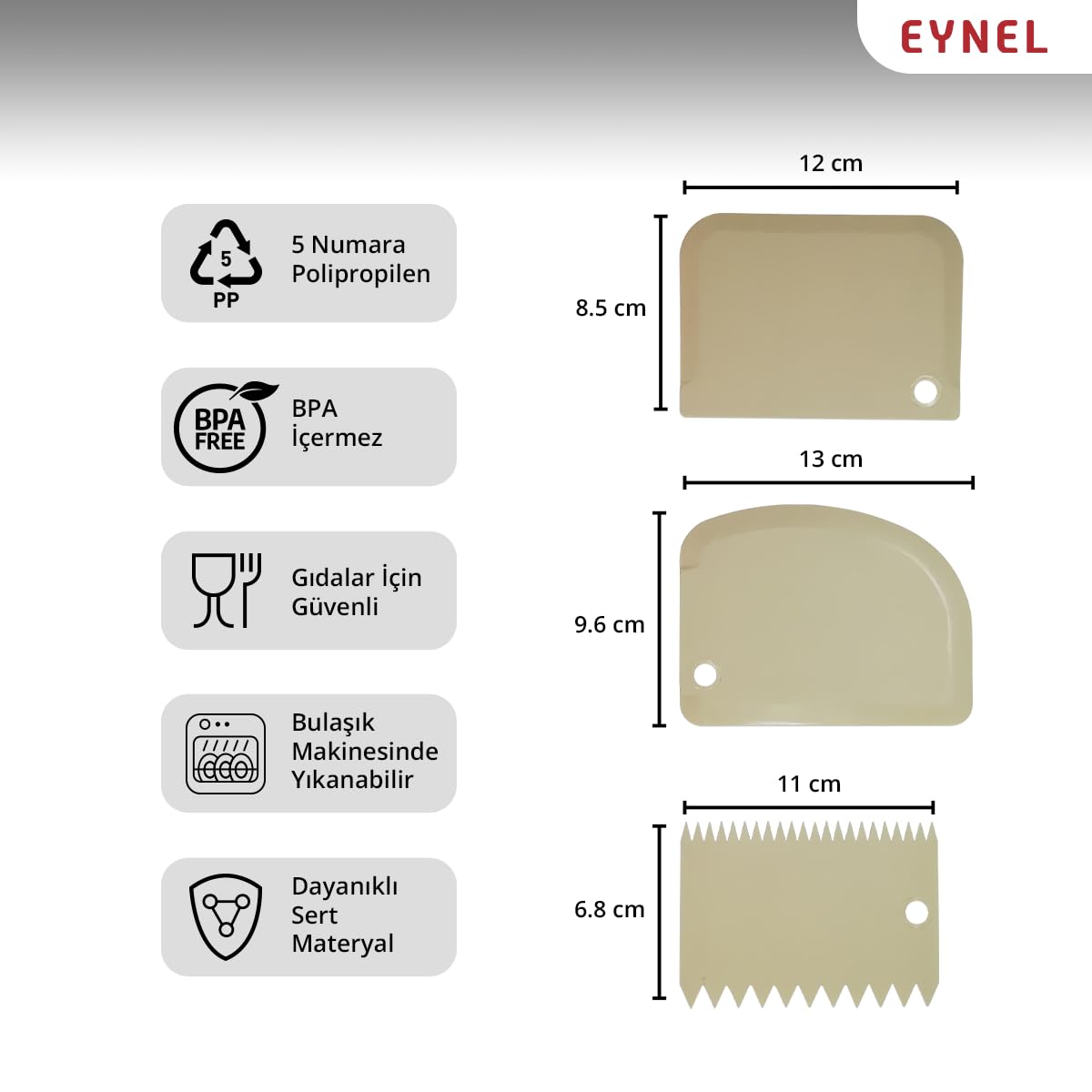 3’lü Hamur Pasta Kesici Kazıyıcı Dilimleyici Şekillendirici Plastik Aparat (Asortili)