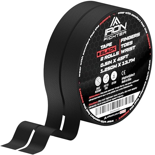 Tape Crossfit Dedos BJJ - Esparadrapo Deportivo Óxido de Zinc con Grip Fuerte & Vendaje Fácil - Tape Escalada, Crossfit, Vendaje Deportivo & Esparadrapo Tela - 2 Rollos, IRON FIGHTER