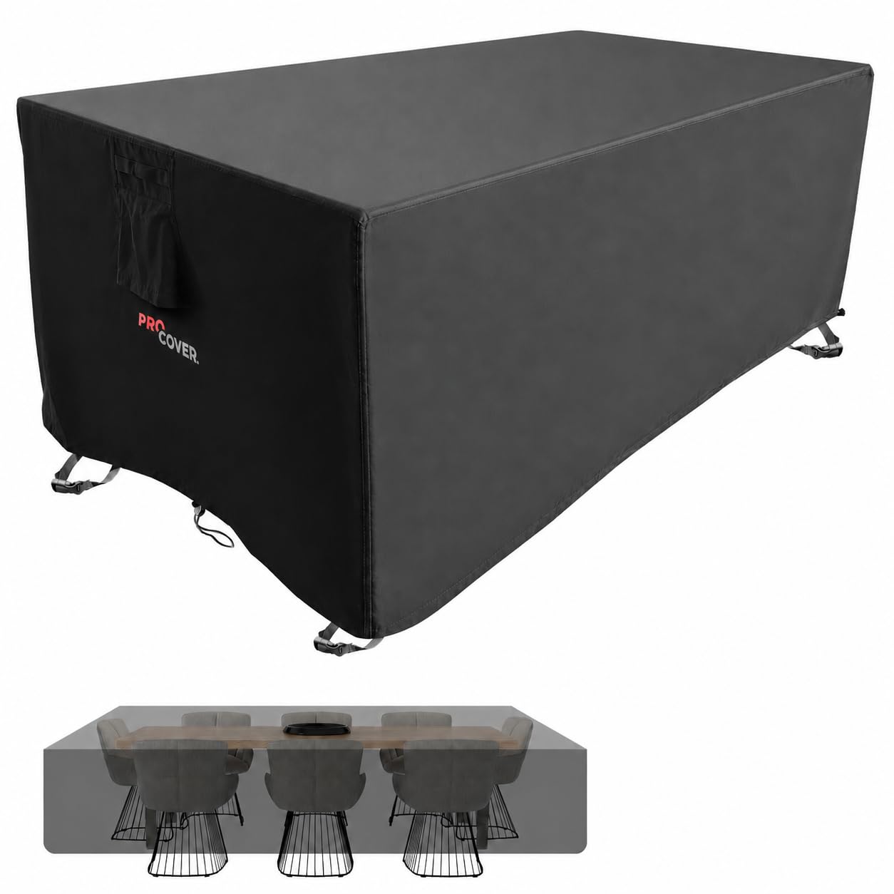 Copertura premium per mobili esterni: Tessuto resistente e impermeabile con rivestimento in PVC. Spesso, durevole, ideale per tavolo, salotto da giardino, mobili, terrazza (160x95x70cm)