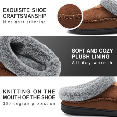 Image of ATHMILE Slippers for Men Warm Moccasin Memory Foam House Shoes Indoor
