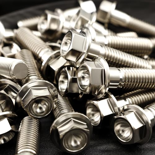 Image of Rison Titanium Flanged Hex Head Bolt M8x1.25x35mm 6AL4V Aerospace Grade Ti Bolt Original Color Pack of 5