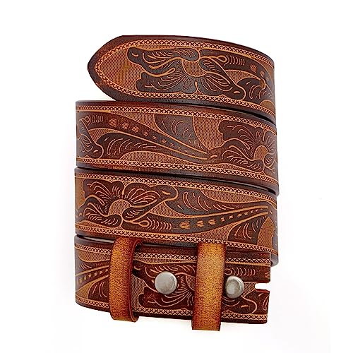BISON DENIM Western Genuine Leather Belts for Men without Buckle Cowboy Belt 1.5" Belt for Jeans2