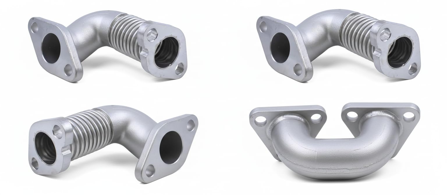 Valvola AGR, argentata, tubo di collegamento/tubo di scarico EGR 04L131521BH – adatto per VW T5 T6 Crafter con 1.9 TDI, 2.0 TDI, 2.5 TDI, ricambio per 04L131547S, 03L131547P