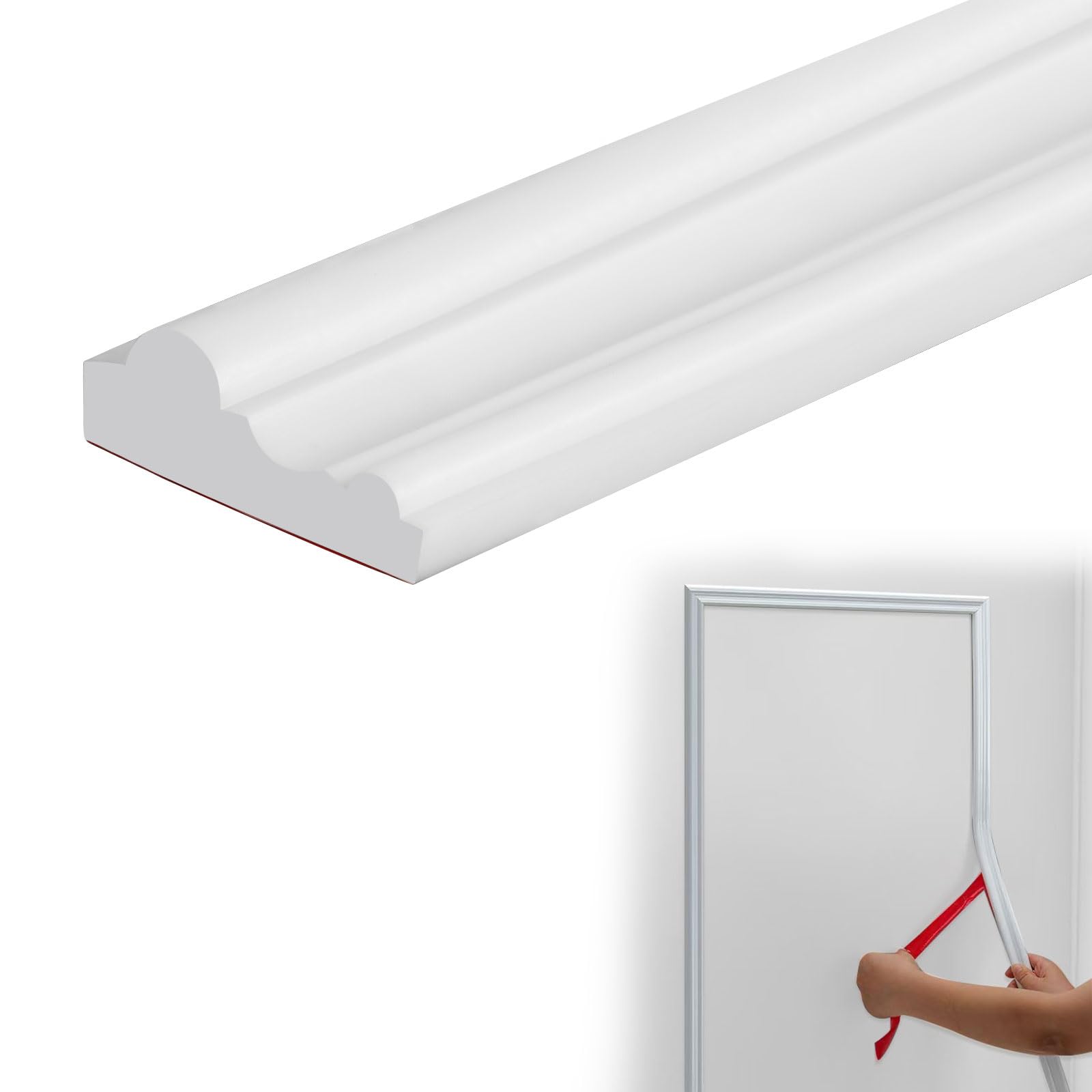 6mx6cm Peel and Stick Wall Moulding Trim, Self-Adhesive 3D Wall Moulding Panels for Mirror Frame, Chair Rail, Flexible Dado Rail for Home Decorations, Cabinet Border, Wall Protection (60mm)
