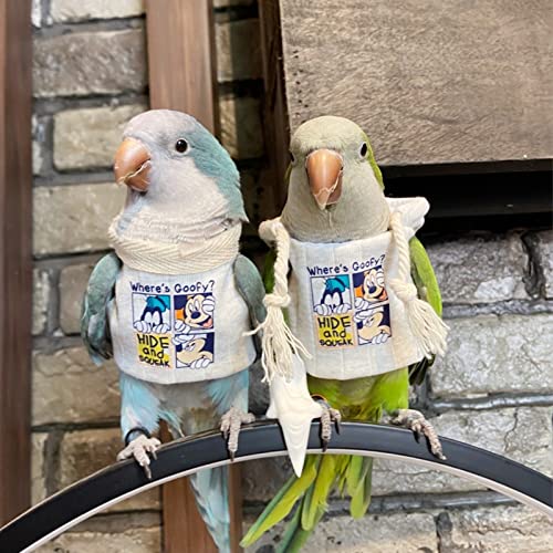 Image of Bird Costume Diaper Flight Suit Frog Shape Hoodie Clothes Cosplay Photo Prop for Parrots Parakeet Cockatiel Sun Conure, Small Animals Apparel (White Without Hat, Large) (BPF1)