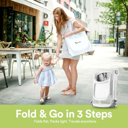 Image of Apramo 3-in-1 Toddler Booster Seat for Kitchen Chair & Dining Table with Removable Tray and Safety Straps, Portable& Foldable Babies Chair for Table, Feeding, Floor & Travel, Grey
