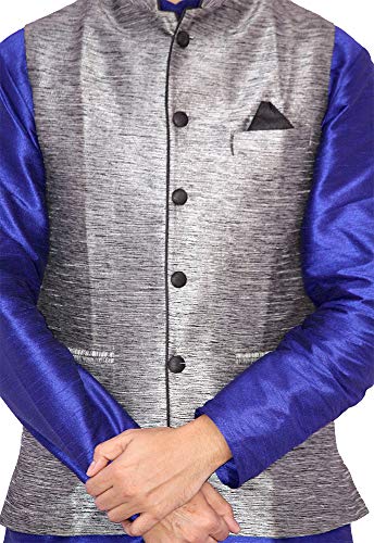 Image of Men's Silk Kurta Pyjama With Waistcoat