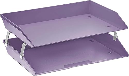 Acrimet Facility - Organizador de archivos de escritorio de plástico de 2 niveles (color morado sólido)
