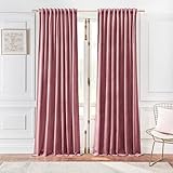 Timeper Wild Rose Velvet Curtains - Girls Bedroom Pink Curtains Room Darkening Privacy Protect Window Drapes 90 inches Long Curtains for Living Room, W52 x L90, 2 Panels, Back Tab & Rod Pocket