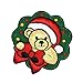 ID #8027 Santa Teddy Bear & Christmas Wreath Embroidered Iron On Applique Patch