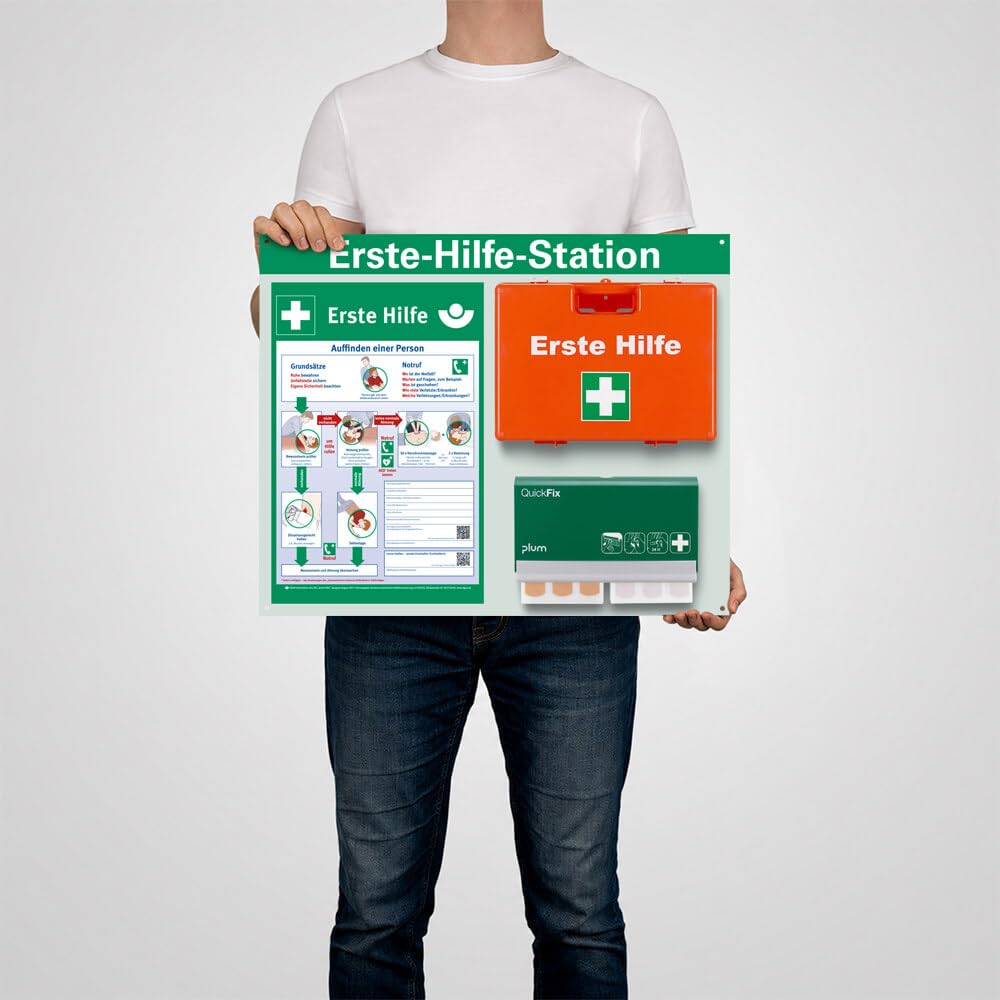 Erste-Hilfe-Station Classic 'Kompakt', nach ASR A4.3/DIN 13157, 58,5 x 47,5 cm, Art.-Nr. 612026 | Pflasterspender | Erste Hilfe Komplettpaket | Verbandkoffer