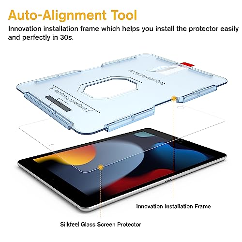 Hocents. Silkfeel Glass Screen Protector Compatible With Ipad 9Th / 8Th /7Th Generation (10.2 Inch, 2021/2020 / 2019) [Touch Like Silk] [Auto-Alignment Tool] [Tempered Glass] [Ez Kit] #TOP1