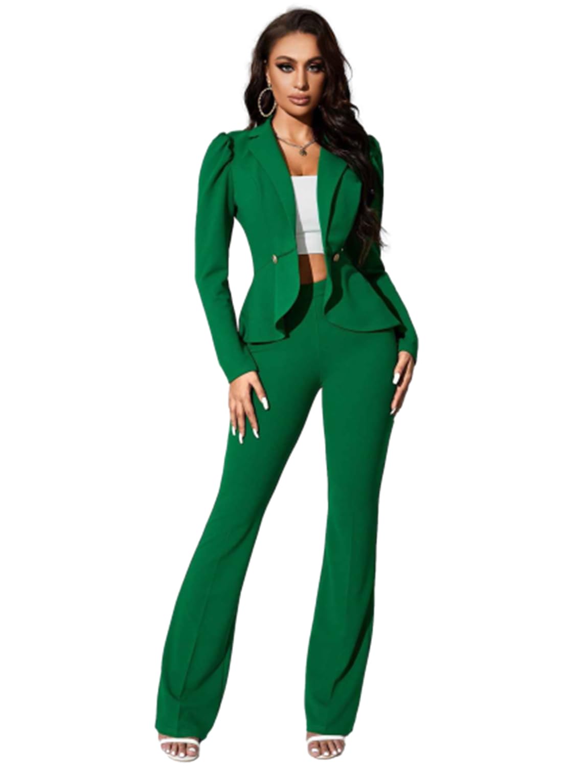 Womens Christmas Suit Casual Office Uniform Notch Lapel Jacket with Pants