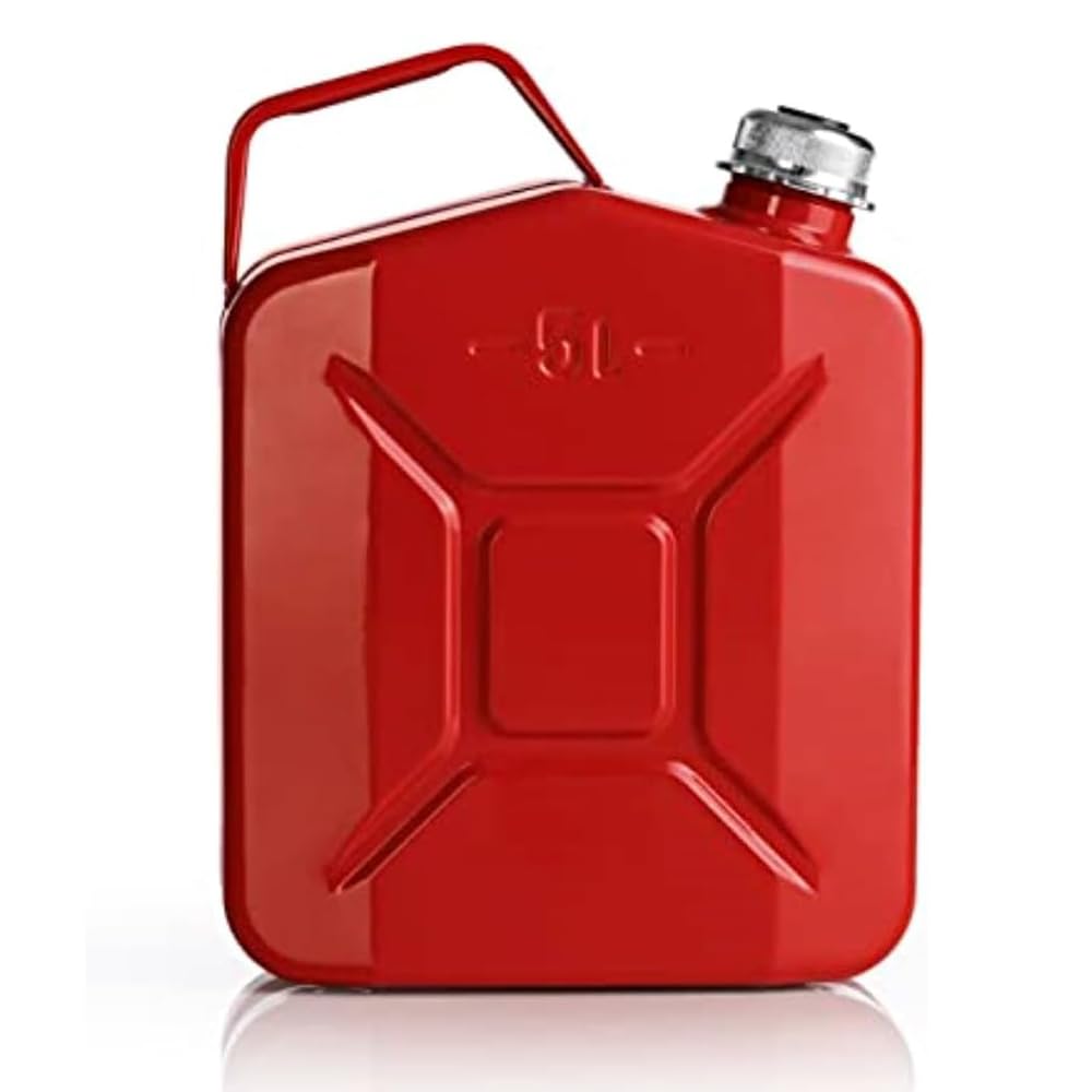 Oxid7 Bidon de carburant de 5 litres en métal avec bouchon à vis | Convient pour l'essence, le diesel et le bioéthanol | Bidon d'essence de 5 l avec homologation ONU & type testé