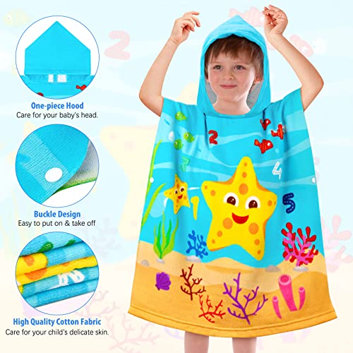 Huanlang Kids Hooded Beach Towel For Boys Girls,Bath Pool Beach Poncho Towels Super Soft & Absorbent Cotton Towel Childrens Starfish Beach Towels For Toddler 0-7 Years Old thumb #2