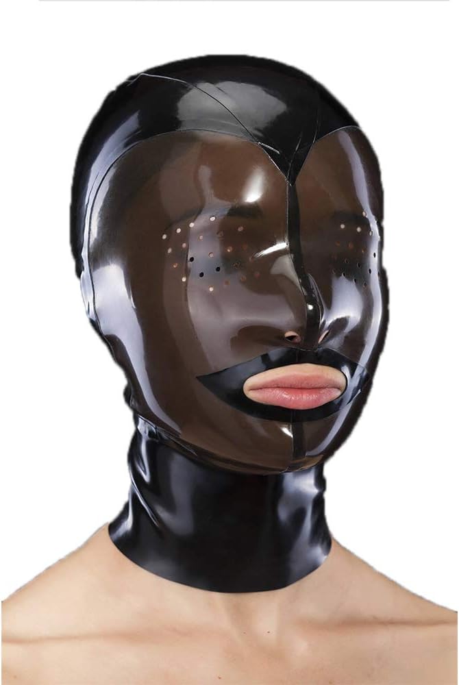 Latex Mask Black Transparent Honeycomb Eye Hood 0.4mm Unisex Man Woman Eyes Mouth Head Cover Cosplay BC33