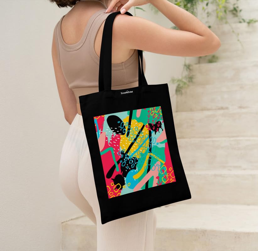 Image of TrendoPrint Reusable Shopping Bag Canvas Tote Bag for Grocery, College, Office & Shoulder Handbag Travel Bag for Men and Women (14x16 inches)