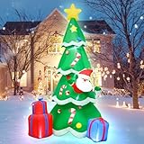 VENLOIS 8FT Christmas Inflatables Tree and Santa Decoration Blow up with LED Light Indoor Outdoor Yard Graden Party Holiday Lawn Decor