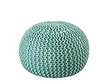 kreatives Wohnen Pouf Premium ø45cm Sitzhocker Strickpouf Innen Terrasse Pool Garten nachhaltig Mint - Ocean Wave