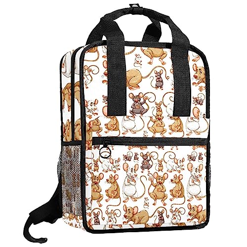 Sac à dos garçon confortable à motif souris et rats blanc