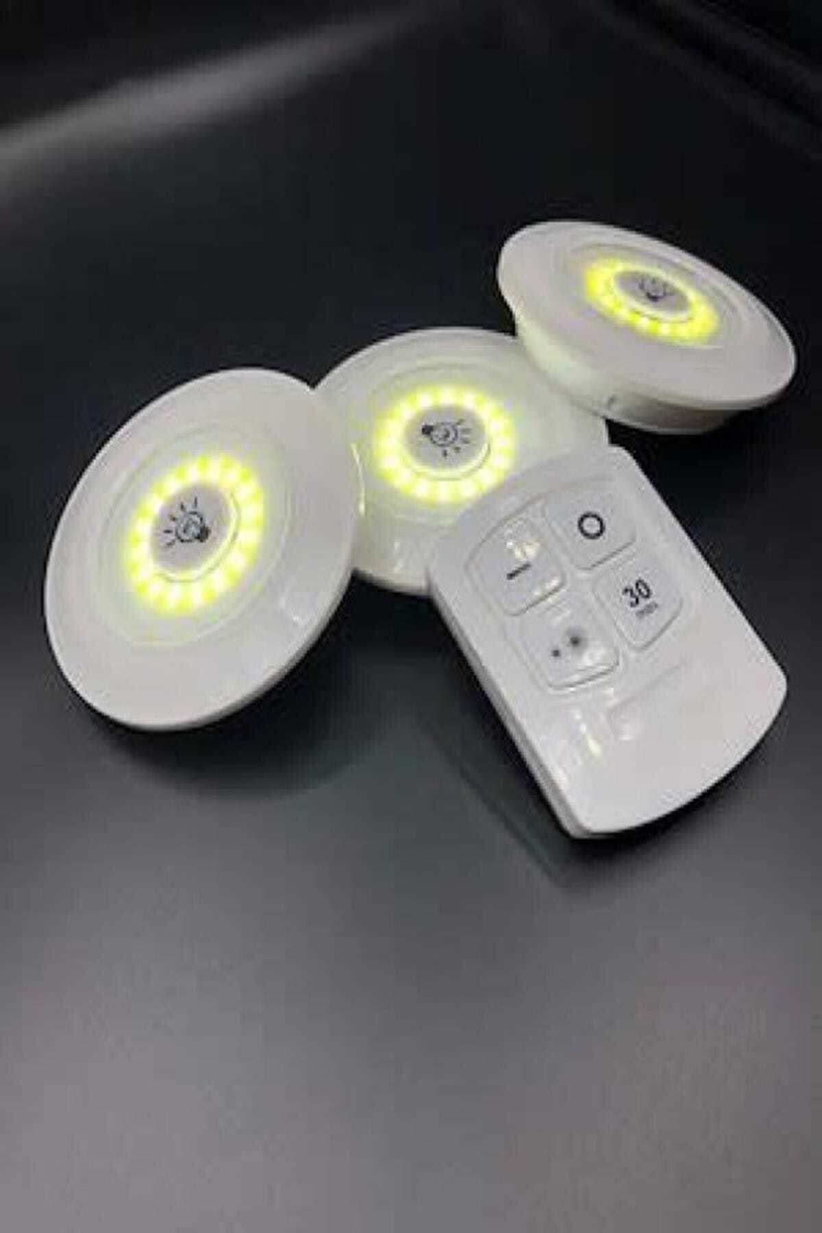 Mobee Uzaktan Kumandalı Yapışkanlı 3'lü Led Spot Lamba