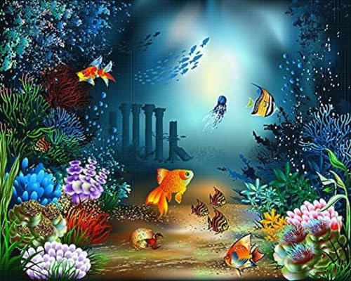 Kit broderie point de croix poisson de mer pour décorer votre salon avec un canevas 11CT