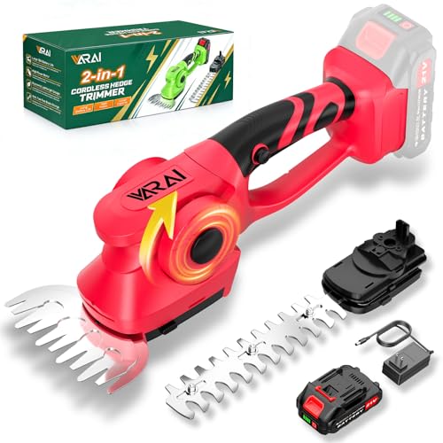 Image of 2-in-1 600W 21V Cordless Hedge Trimmer, Red
