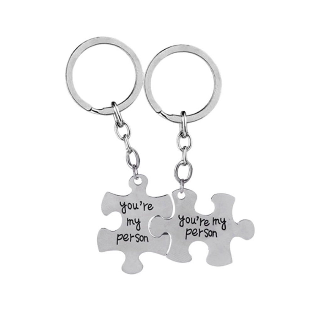 Pinzhi 2pcs Puzzle You're My Person Key Ring Chain Keychain Lover Couples Keyring Gift