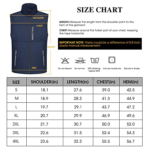 Fitst4 Men's Golf Vest 7 Pockects Lightweight Reflective Softshell Vest Windproof Outerwear Sleeveless Jacket For Running Hiking Walking Travel Sports Navy Xxxl #TOP1