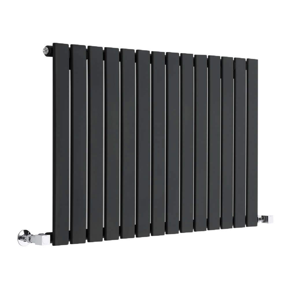 Milano Alpha Black Horizontal Single Flat Panel Radiator - 635mm x 980mm