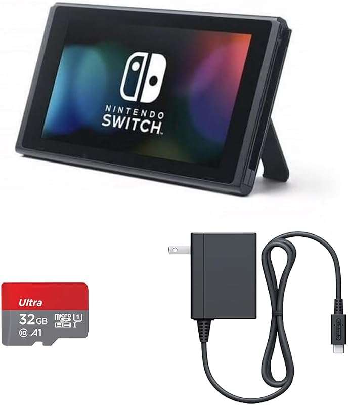 Paquete de consola Nintendo Switch con tarjeta MicroSD de 32 GB y adaptador de corriente USB-C (renovado)
