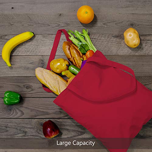 Image of TOPDesign 6-Pack Economical 16 inchx15 inch Red Cotton Tote Bag, Lightweight Medium Reusable Grocery Shopping Cloth Bags, Suitable for DIY, Advertising, Promotion, Gift, Activity