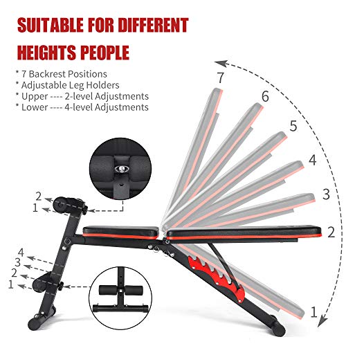 GymCope Weight Bench, Adjustable Strength Training Workout Bench for Full Body, Foldable Utility Incline Decline Bench for Home Gym