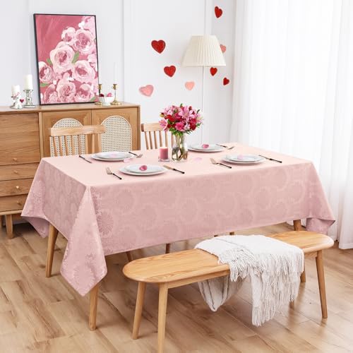 Nappe imperméable rose anti-tache nappe rectangulaire polyester 132x177 cm - 3
