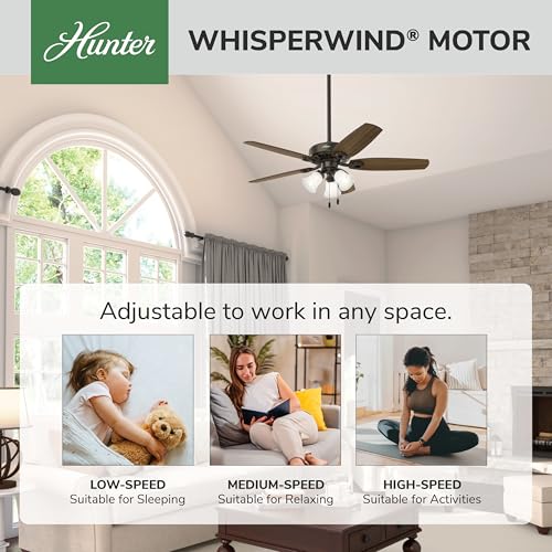 Image of Hunter Builder Plus, Indoor, Ceiling Fan, Pull Chain, 52 inch, New Bronze