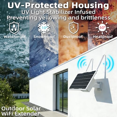 Image of Solar Powered Outdoor WiFi Extender, Coverage Up to 200 EET,Internet 2.4G WiFi Extender,Wireless Signal Booster WiFi Repeater 300Mbps,WiFi Amplifier,27000mAh Battery(35 * 25)
