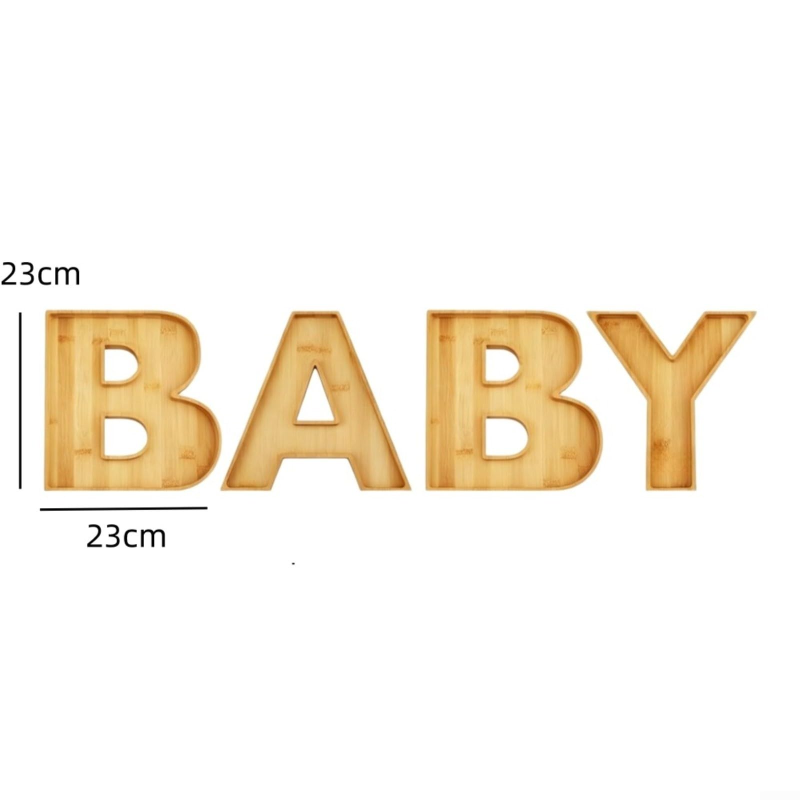Für Holz Servierbrett Baby Buchstabenform 23X23cm, 4-teiliges Dessert