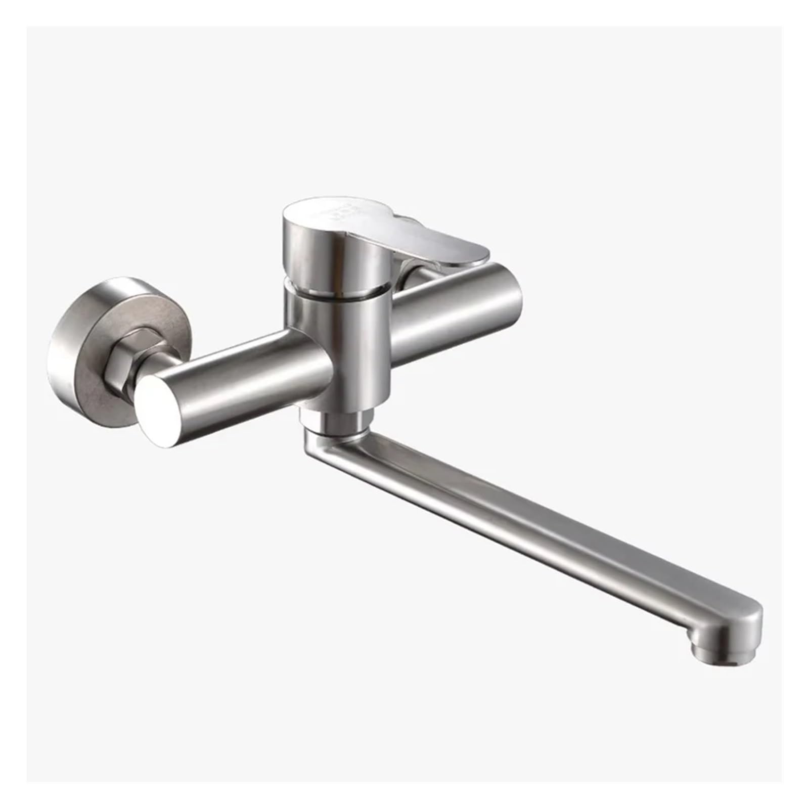 Grifos De Pared Grifo de baño mural de acero inoxidable con grifo for agua fría y caliente y manija extensible.(Silver)