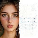10 pièces Tatouages en Paillettes, Tatouage Visage Taches de Rousseur Pailletées Impermeable, Tatouages Temporaires Pour fête/carnaval/festival/Noël