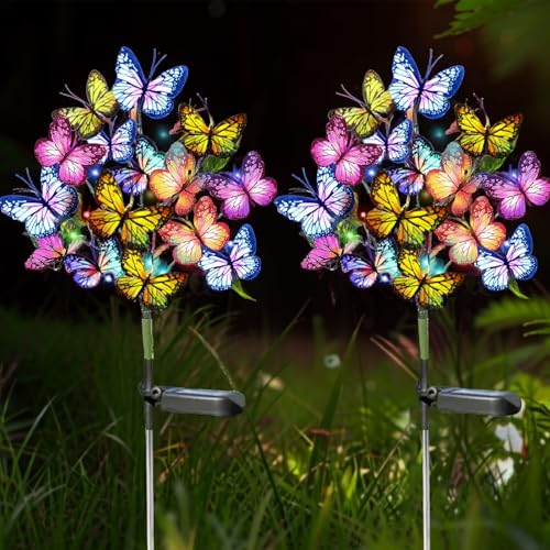 Hqynss 2er Set Solar Schmetterlingsleuchten Außen, IP44 Wasserdichte LED Solarleuchten Garten, Bunte Schmetterlings-Deko mit Lichterkette für Garten, Terrasse, Weg, Halloween & Weihnachten Hqynss 2er Set Solar Schmetterlingsleuchten Außen, IP44 Wasserdichte LED Solarleuchten Garten, Bunte Schmetterlings-Deko mit Lichterkette für Garten, Terrasse, Weg, Halloween & Weihnachten