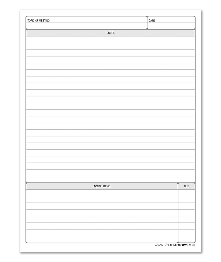 BookFactory Bloc de notas para reuniones, 3 blocs de notas, 50 páginas (formato reglado), 3 blocs de notas de 8.5 x 11 pulgadas (MTG-052-7CPad-MX)