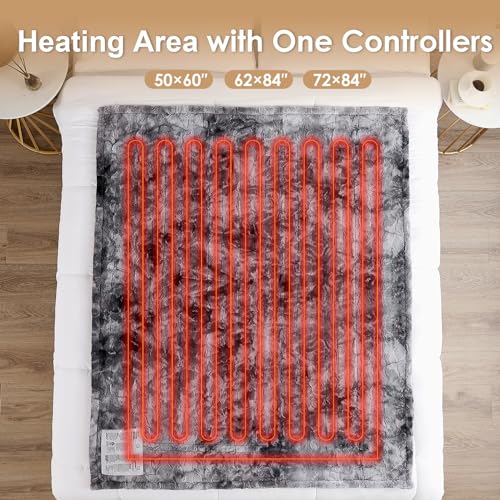 EHEYCIGA Electric Heated Blanket Throw Faux Fur, 10 Hours Auto Shut Off 9 Heating Levels Heating Blanket Throw, Soft Warm Heated Blanket Fast Heating, Faux Fur & Sherpa - Image 6