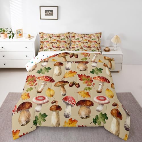 Image of Feelyou Mushroom Fungus Wild Comforter Set Queen Size Kids Boys Girls