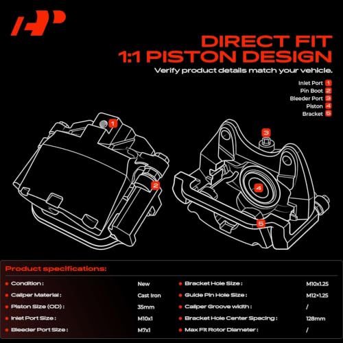 Image of A-Premium Rear Left and Right Side Disc Brake Caliper with Bracket | Compatible with Chrysler, Dodge, Mitsubishi & Jeep Models - 200, Sebring, Avenger, Caliber, Compass, Patriot, Lancer and more