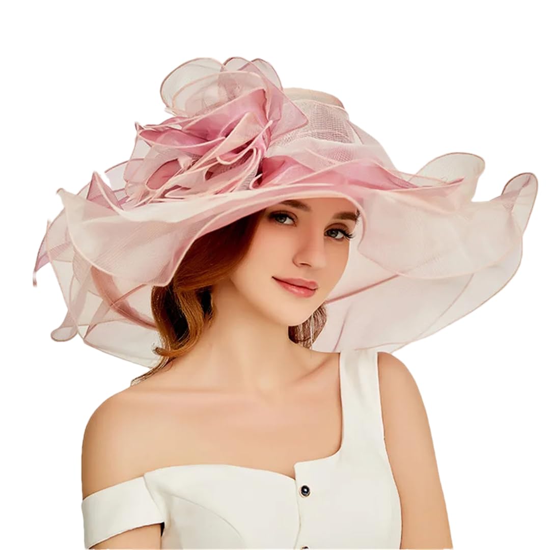 Sombreros de sol para mujer, Sombrero de iglesia organza for mujer, sombrero sol ala ancha multicolor, mini boda for fiesta té nupcial